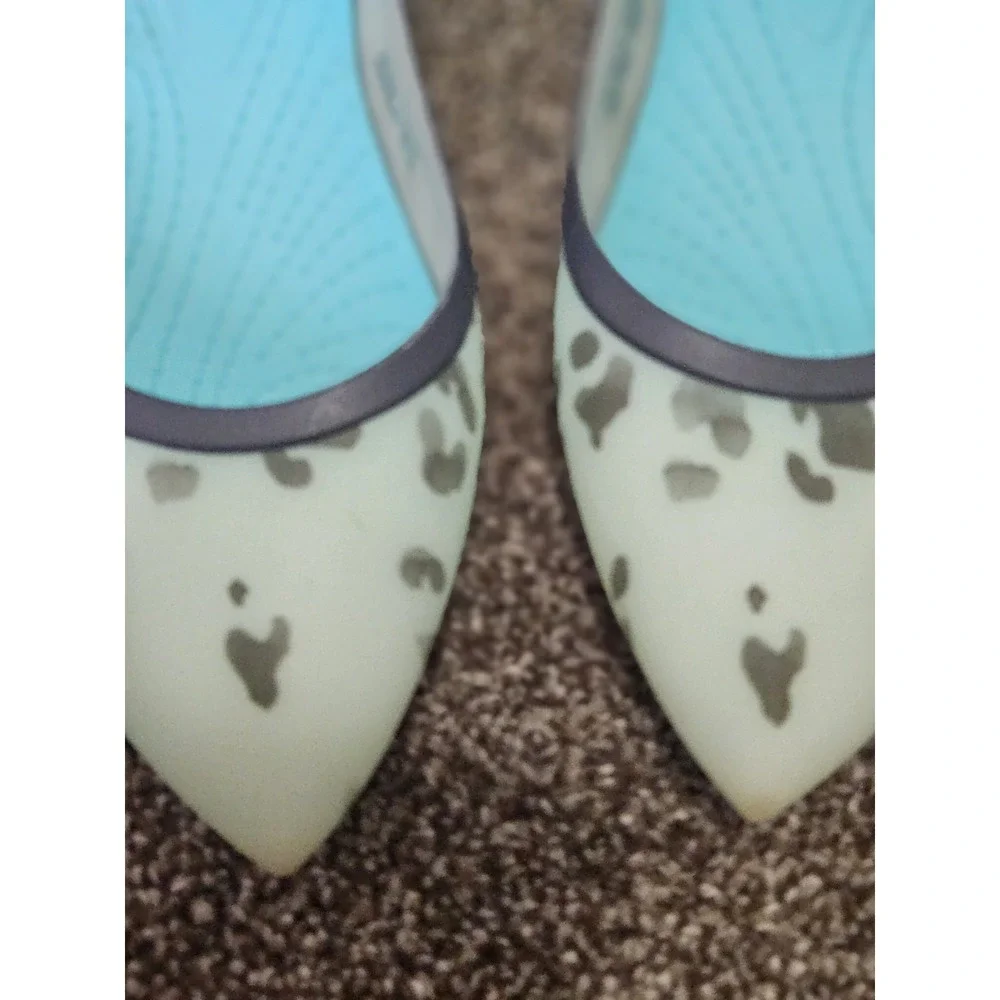 CROCS Womens Rio Ballet Flat‎ Size 9 Leopard Fade Rubber Pointed Slip On Shoe